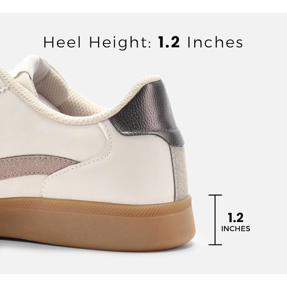 🆕Women's  Beige - Grey Retro Fashion Sneakers Classic Casual Walking Shoes - Picture 2 of 6